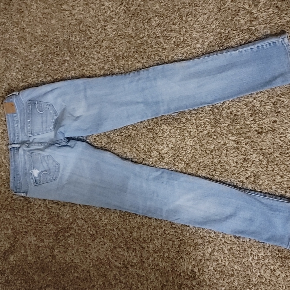 American Eagle Wash Color Ripped Style Skinny Jeans Size 00 - Picture 6 of 8